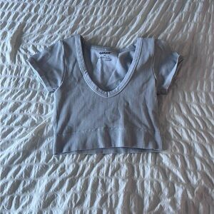 Garage Light Gray Ribbed Scoop Neck Crop Top